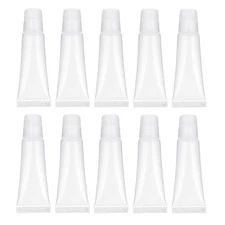 10 Pcs Refillable Travel Toothpaste Tube Empty Lip Gloss Tubes 10ml Clear Lip...