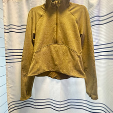 lululemon Beige Women s S 1/2 Zip High Neck Raglan Sleeve Logo Sweatshirt