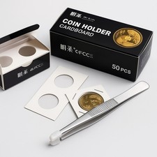 Coin Collecting Starter Kit: 50 Mylar Flips + Anti-Static Tweezers Assorted Size