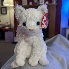 BNWT Retired Ty Beanie Baby Fancy the White Cat Tagged New Rare VHTF
