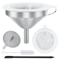5 Inch Stainless Steel Funnel with Strainer Filter for Transferring Liquids
