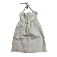 J. Crew Halter Dress 100% Cotton Fully Lined Pockets Womens Sz 2 Cream Side Zip