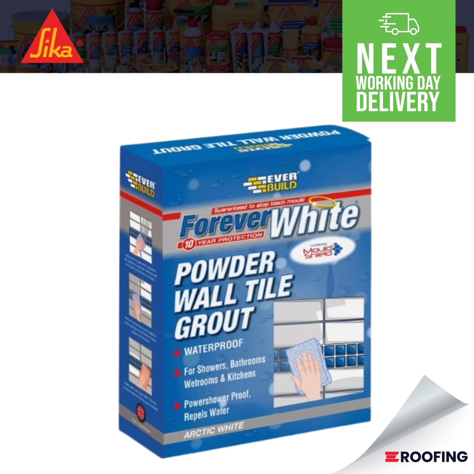 EVERBUILD FOREVER WHITE POWDER WALL TILE GROUT - 1.2kg