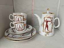 Vintage Russian USSR Mockba 1980 Olympics Porcelain Coffee Pot Cups Saucers