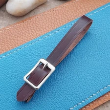 3/8" Shell Cordovan Leather Vintage Pocket Watch Fob Strap & Solid Cast Buckle