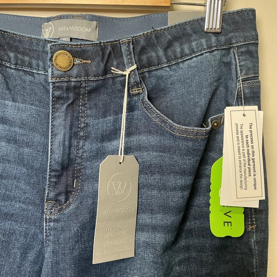Pantalones de mezclilla Wit & Wisdom Madison 'Ab' Solution tiro alto corte bootcut nuevos con etiquetas talla 10 Foto 3 de 4