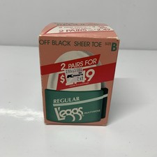 VTG NOS 2 Pair Leggs L'eggs Pantyhose Off-Black Regular Sheer Toe Size B