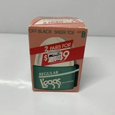 VTG NOS (2 Pair) Leggs L'eggs Pantyhose Off-Black Regular Sheer Toe Size B
