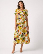 Vintage Hawaiian Muu Muu Dress XL 60s 70s Floral Mod Psychedelic Maxi