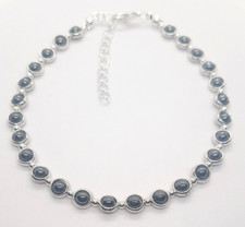 BLACK HEMATITE BEADED ANKLE BRACELET ANKLET 9.5" + EXT 353