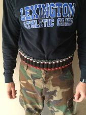 Black Tactical Shotgun Shell Belt Shotshell Holder Bandolier Ammo +/- 25 shells