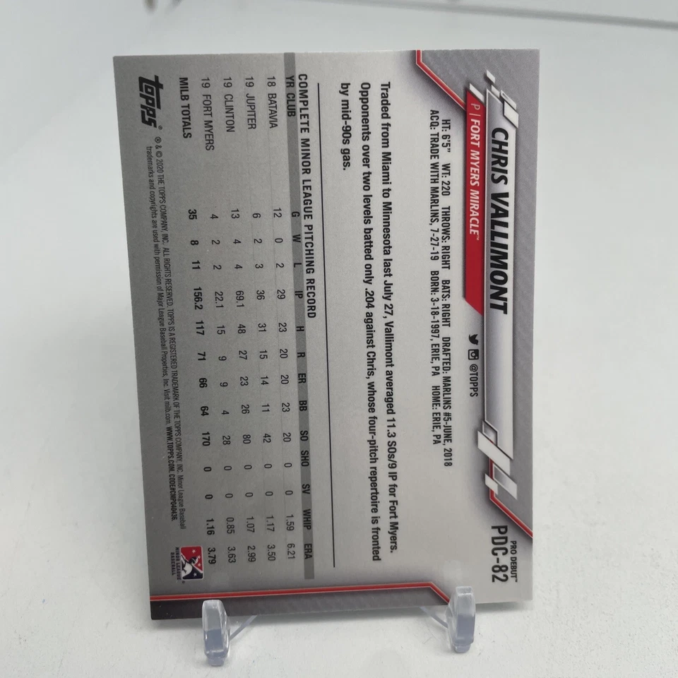 2020 Topps Pro Debut #PDC-82 Chris Vallimont Chrome Signed Baltimore Orioles - Image 2 of 2