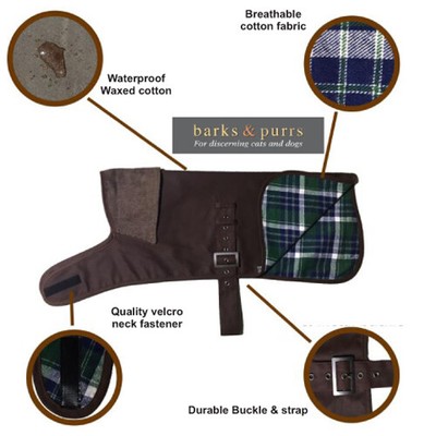 Barks Purrs Quality Waterproof Wax Dog Jacket Coat Comfort