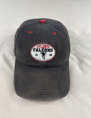 Vintage Atlanta Falcons Hat Cap Black With Fade  Adjustable Strap Back OSFM