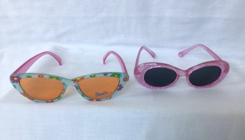2 Barbie Kids Children Girl Sunglasses Glitter Pink Floral Mattel - Picture 8 of 9
