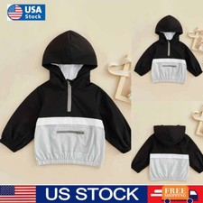 Boy's Zipper Decor Hoodie, Color Clash Long Sleeve Pocket Front Hooded Pullover