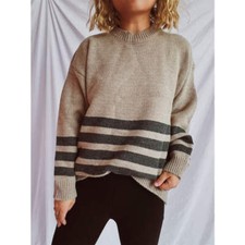 Striped Dropped Shoulder Long Sleeve Sweater