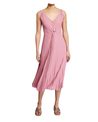 VINCE Pink Twist Front Pleated Long Skirt Sleeveless Elegant midi