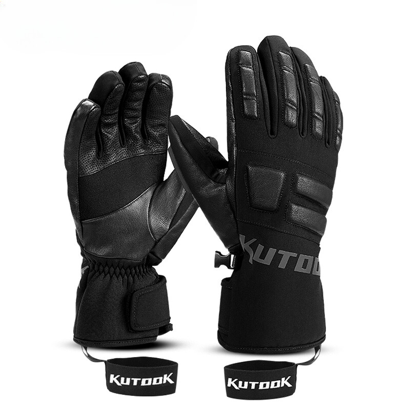 Ski Gloves Goatskin Leather Winter Snow Gloves Waterproof