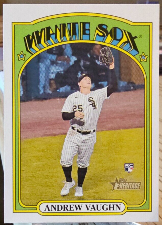 2021 Topps Heritage Action Variation SP Andrew Vaughn RC #624 Chicago White Sox