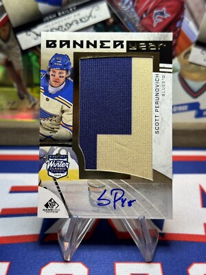 2022-23 UD SP Game Used Banner Year Winter Classic Scott Perunovich Auto /25
