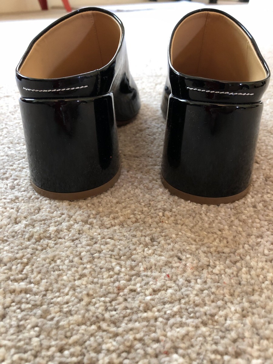 Maison Margiela MM6 Black Patent Leather Peep Toe Mules Maison Margiela MM6 Black Patent Leather Peep Toe Mules