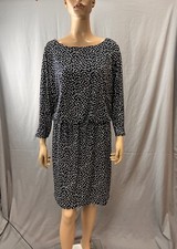 Nine West Womens blue polka dot midi shirt dress Size 10 Elastic Waist