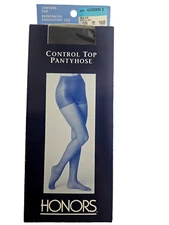 New HONORS Control Too Pantyhose Size QUEEN 1  Navy Nylon Leg NIP Style 491