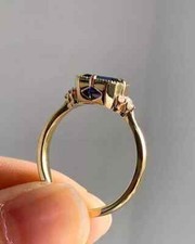 2Ct Emerald Cut Sapphire Lab Created Diamond 14K Yellow Gold FN Engagement Ring