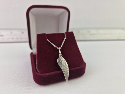 Sterling Silver 925 Feather Wing Angel Pendant  & 18''  925 Chain