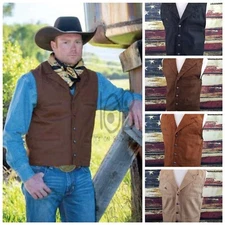 Wyoming Traders Oversized Mens Bronco Button Up Canvas Ranch Wear Cowboy Vest