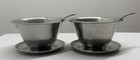 Stainless Steel Leonard Gravy Sauce Bowl with Attached Saucer Plate And Spoon