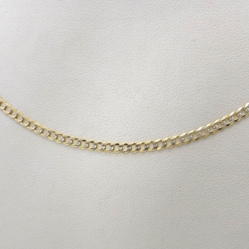 10k Gold Cuban Curb Link Pendant Chain Necklace Textured Two Tone New 18in - Picture 7 of 7