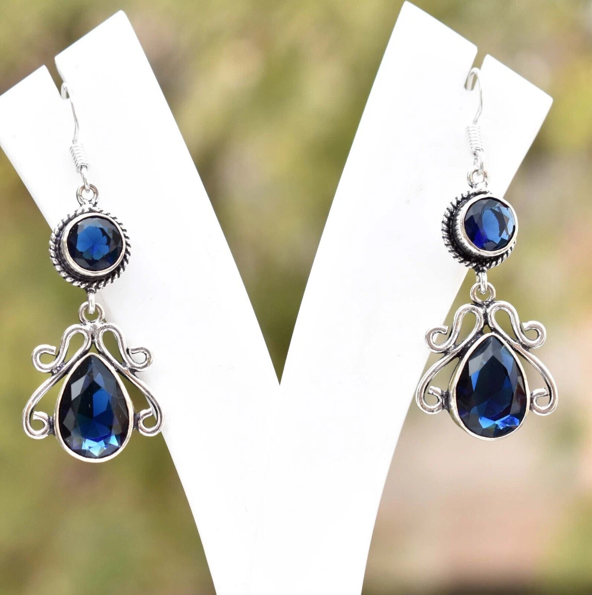 LP LOHASPIE Orecchini pendenti a goccia per donna 24 grani Pietra preziosa naturale Tanzanite Argento massiccio 925 Orecchini con pietra di nascita di dicembre Gioielleria raffinata (Rose