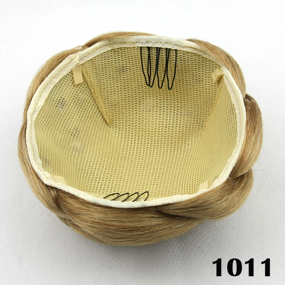 Twist Intrecciato Bun Updo Clip In Capelli Pezzo Sintetico Chignons Parrucchiere per Donna - Immagine 4 di 4