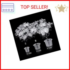 UPTATSUPPLY Tattoo Ink Cups 300Pcs Mixed Size Permanent Makeup Pigment Clear Hol