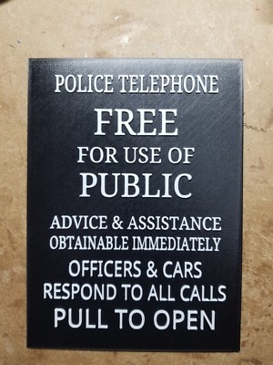 Tardis Door Sign 9.5 x 7 in. ''Black and White'' (3d Printed from Doctor Who)