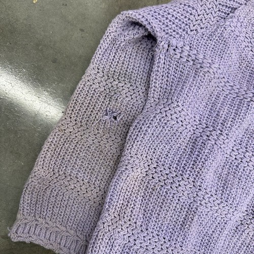 Vintage Purple Distressed Handmade Cardigan Sweater Large 50s 60s - Picture 8 of 8