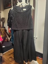 Eliza J Black Eyelet Top & Pleated Deep Side Pockets A-line Dress 14