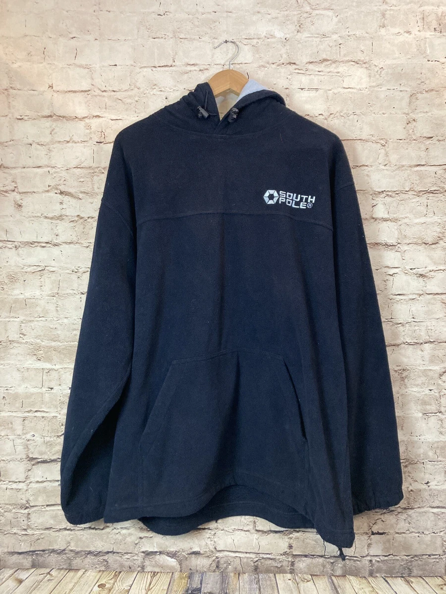 SouthPole Men s Vintage Hoodie Large Navy Blue Fleece Cord String Hooded Heavy