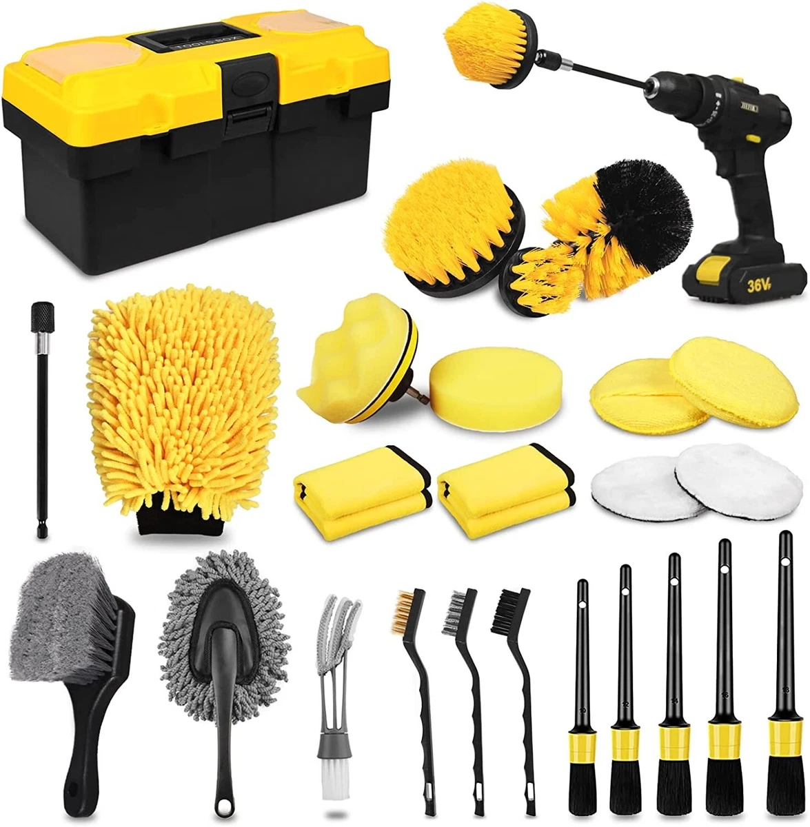 18pcs Cleaning Brush Set Car Dust Dirt Clean Tool Kit Cleaner Electric  Drill Part For Air Holes Leather Rims Auto Detail Small Cleaning Brushes  For