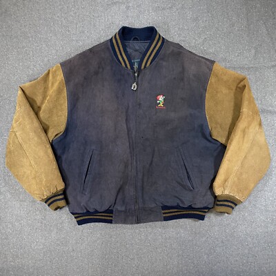 VTG 90s Dunbrooke Keebler Elf Suede Leather Varsity Bomber Jacket Size XL
