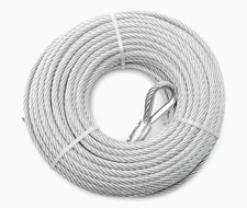 1/4" x 100ft long wire rope, Galvanized finish, breaking load 7000lbs,7x19 cable