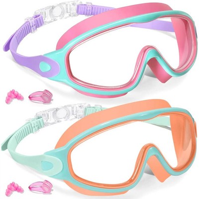2 Pack Kids Swim Goggles for 3-15 UV Protection Anti-Fog Pool Water, Swimming Go