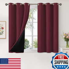 YoungsTex Burgundy 100 Blackout Curtains 42x48" Thermal Insulated 2 Panels