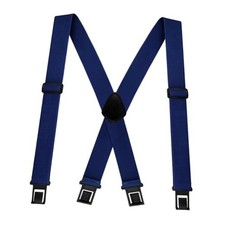 1.5 Inch Wide Men's Belt Clip Suspenders x Back Hook End Adjustable Belt Navy
