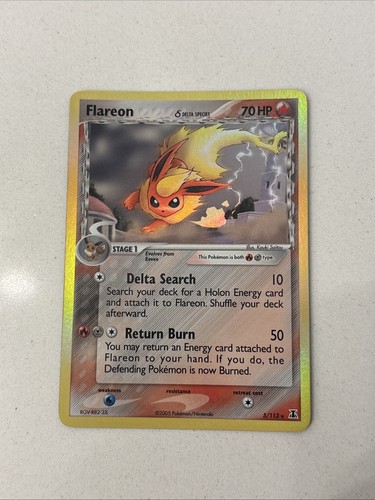 Flareon 5/113 EX Delta Species Reverse Holo Holo Rare 70 HP English Pokemon TCG