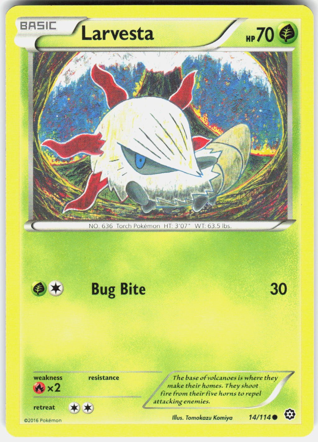 Larvesta 14/114 Common Steam Siege Pokemon Near Mint