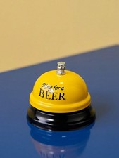 Metal Service Bell, Handheld Desk Bell in Yellow, Fun Gift for Restaurant Game