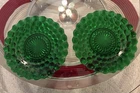Vintage Anchor Hocking Forest Green "Bubble" pattern glass plates 10" Lot of (2)